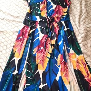 Colorful slit maxi dress